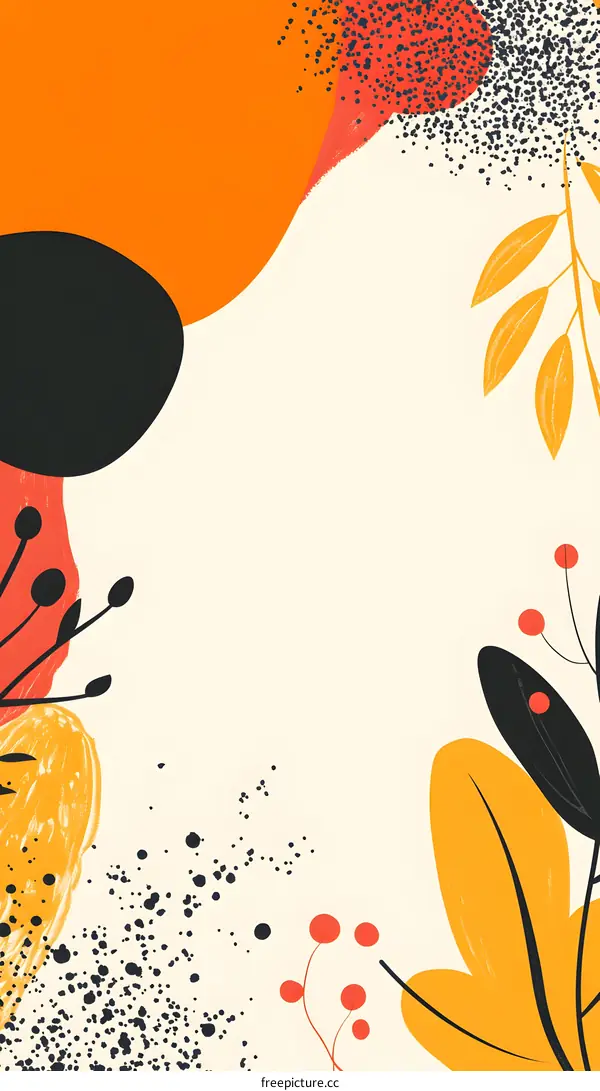 Abstract Autumn Background With Leaves and Dots
