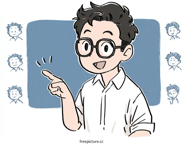 Cartoon Illustration of a Person Pointing