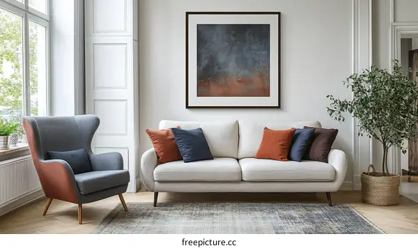 Modern Living Room Decor with Comfortable Sofa and Chair