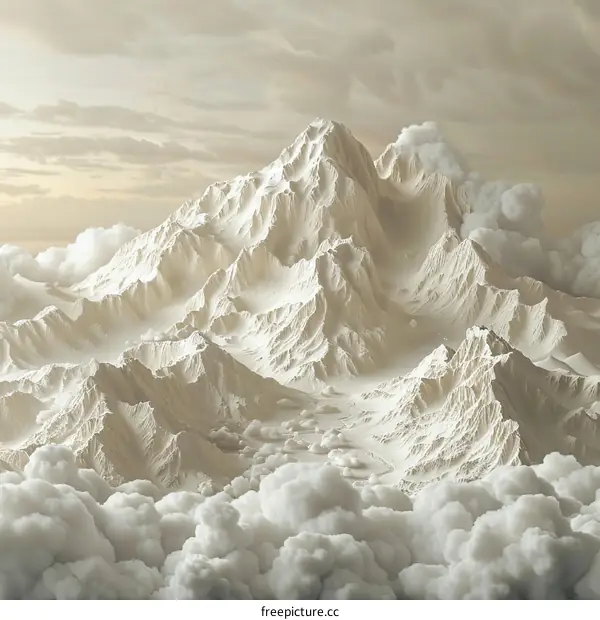 Abstract Mountain Landscape in the Clouds