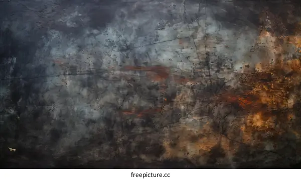 Dark blue and brown abstract painting with a rough texture