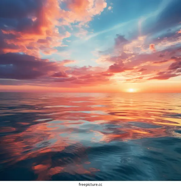 A Vivid Sunset Over the Ocean