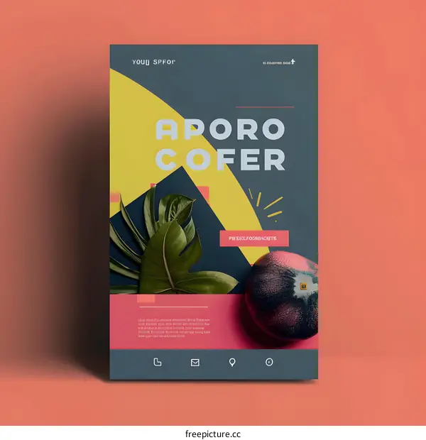 Modern Minimalist Poster Design With Tropical Leaves