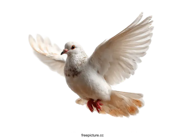 [Transparent Background PNG]Beautiful White Dove in Flight Against a White Background
