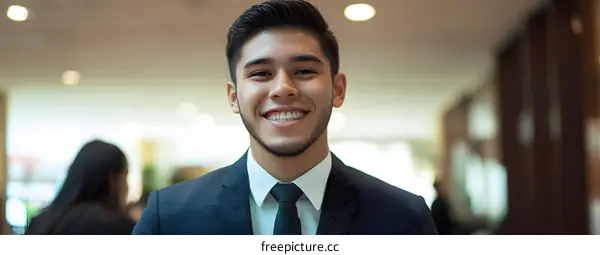 Smiling Hispanic Businessman in a Suit