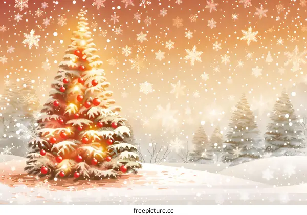 Christmas tree in the snow