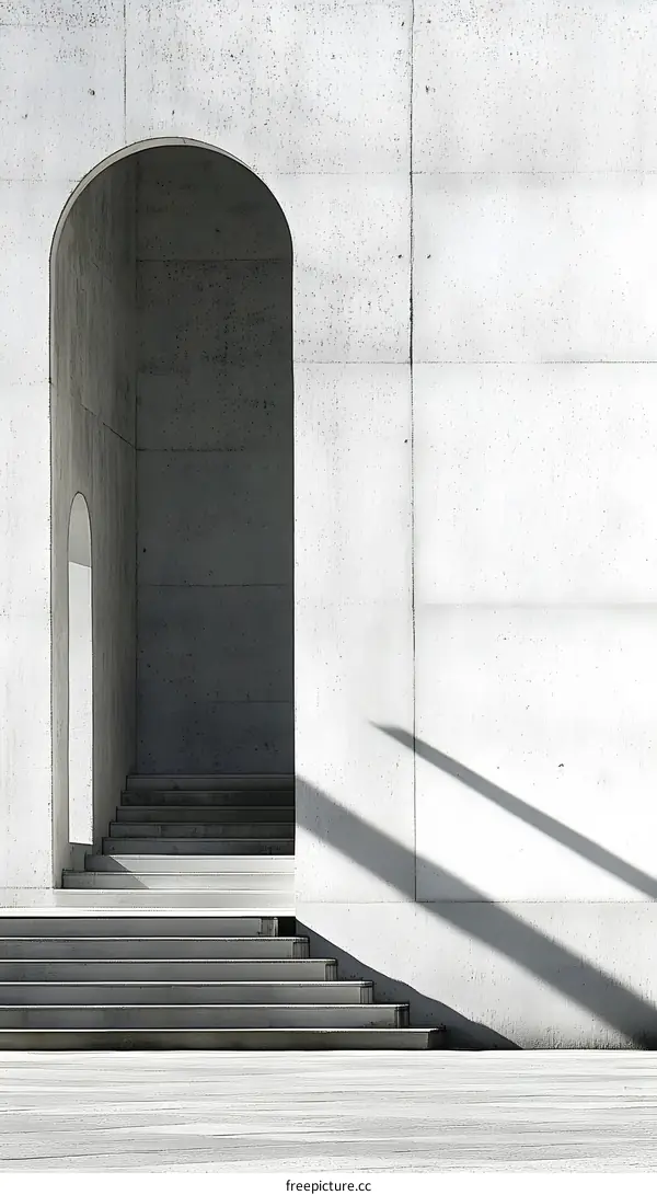 Concrete Archway with Steps and Shadow