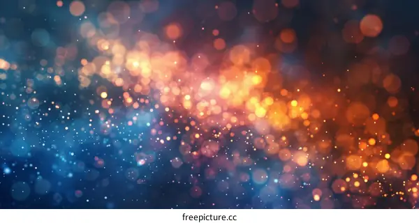 Blue Glitter and Orange Lights Background
