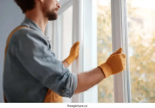 Worker Installing or Repairing a Window
