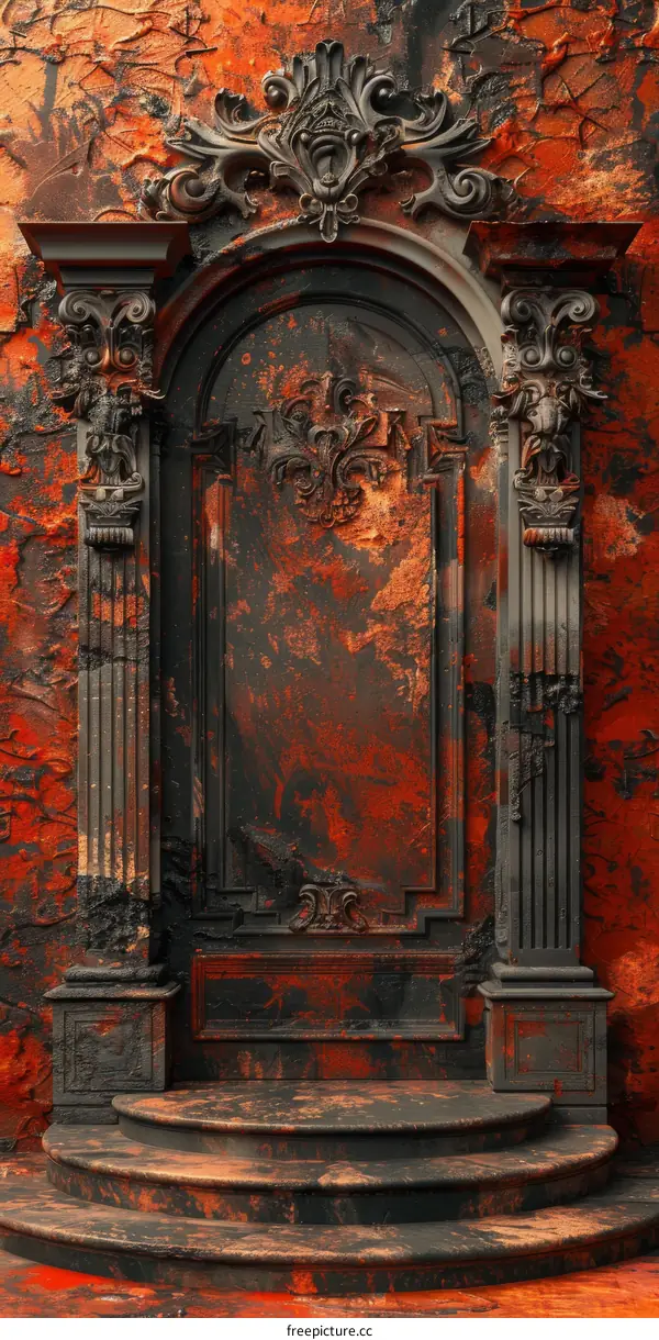 Ornate Baroque Style Entryway With Staircase