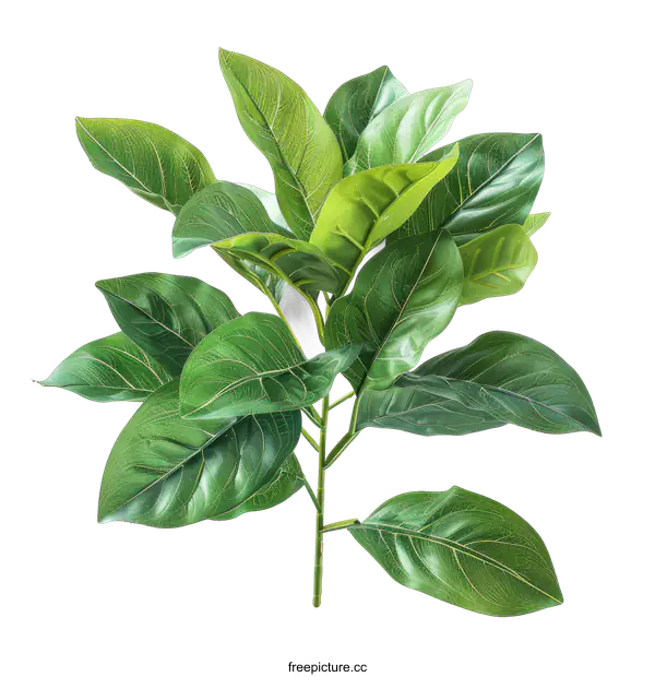 [Transparent Background PNG]Green leaves branch isolated on black background