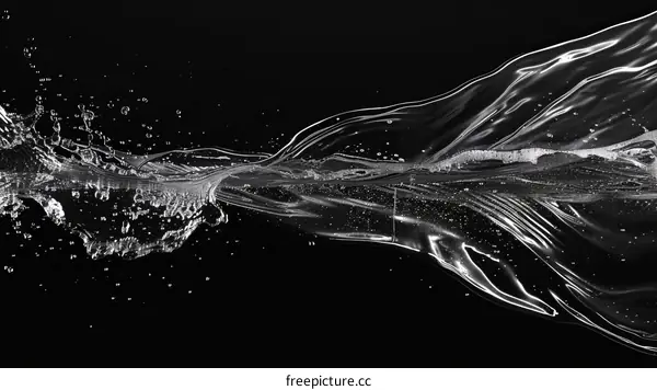 Dramatic Black and White Water Splash with Bubbles