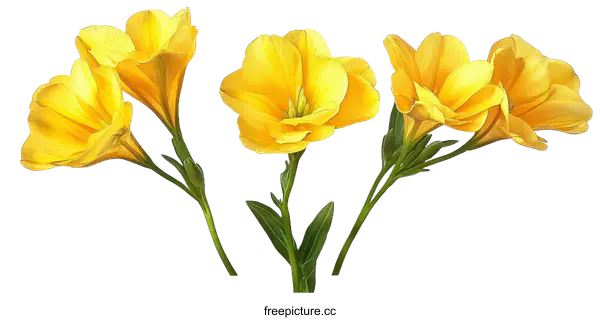 [Transparent Background PNG]Four Yellow Flowers in a Floral Illustration
