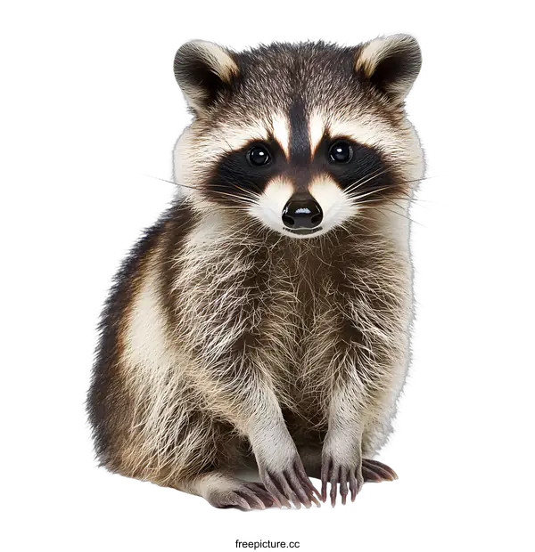 [Transparent Background PNG]Cute Raccoon Sitting on White Background