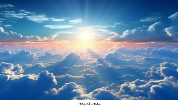 Above the Cloudscape Heaven's Golden Rays Shine Through