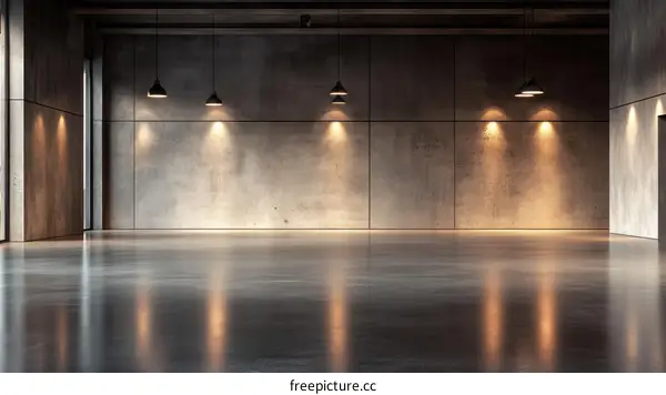 Empty Modern Concrete Industrial Interior Design