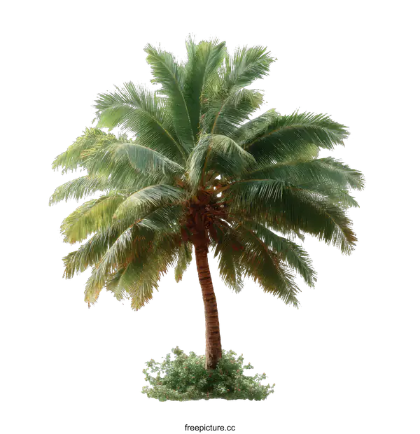 [Transparent Background PNG]Tropical Coconut Palm Tree Isolated on White Background