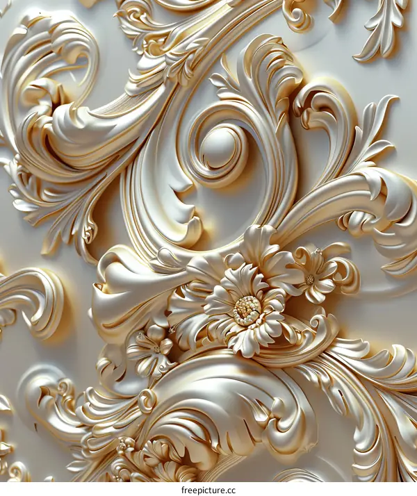 Golden Baroque Ornamental Design Illustration