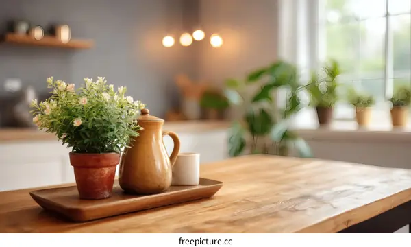 Rustic Kitchen Tabletop Decor with Plants