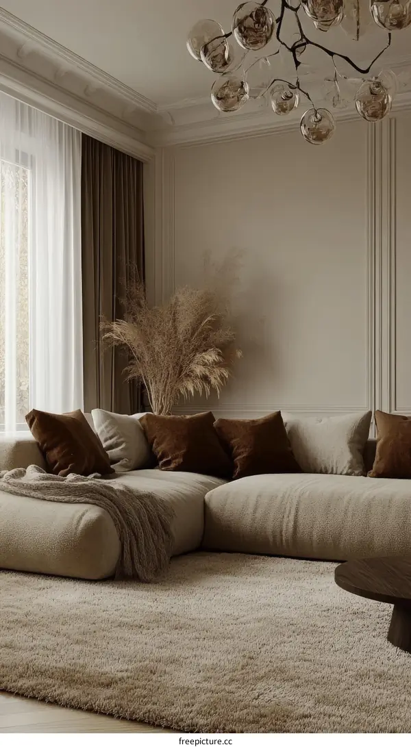 Modern Beige Living Room Interior Design