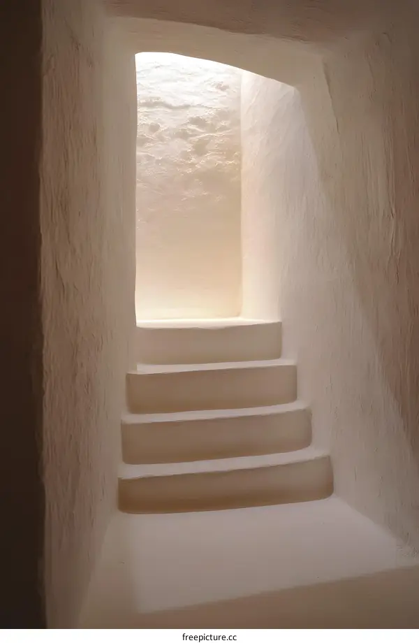 White Stairs Leading Up To Light