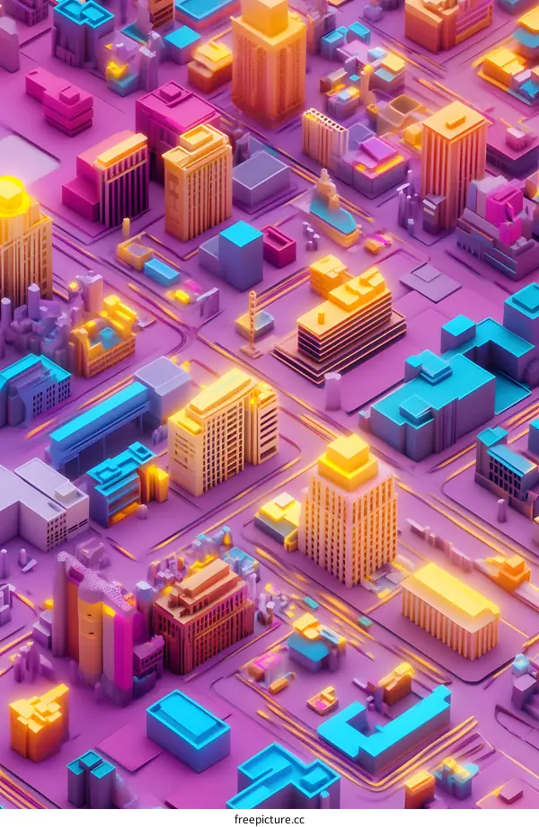 Abstract Cityscape Illustration with Colorful Buildings