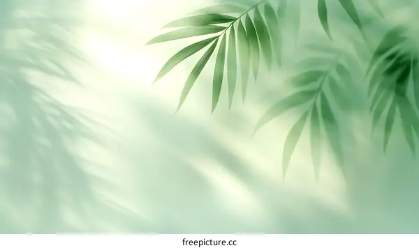 Pastel Green Palm Leaf Shadows