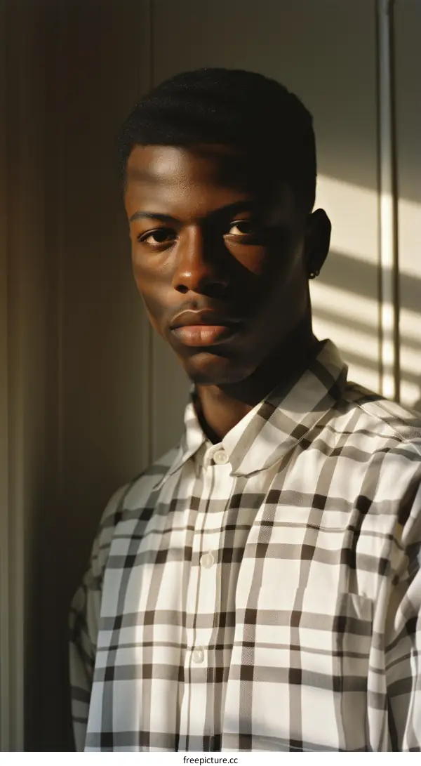 Portrait of a Young Man in a Plaid Shirt