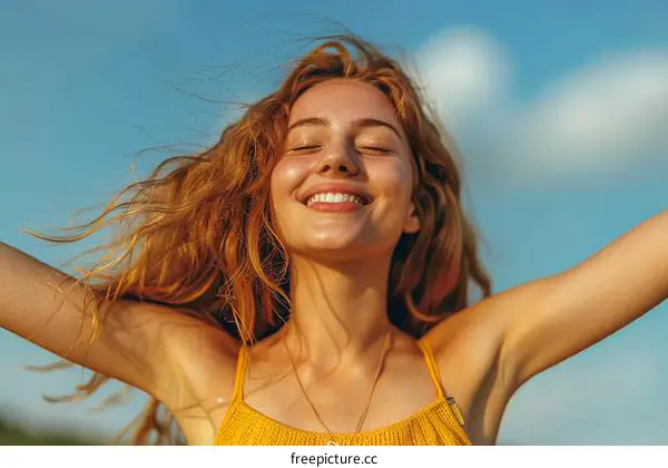 Happy Woman Outdoors on a Sunny Day