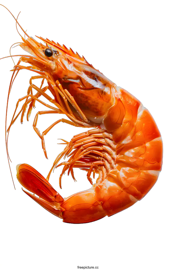 [Transparent Background PNG]Single Cooked Shrimp on White Background