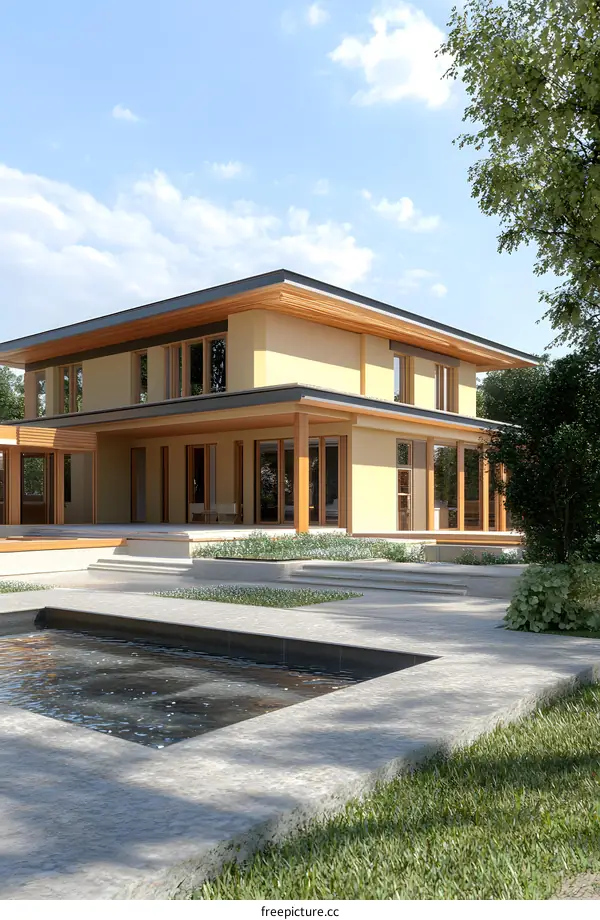 Modern House with Swimming Pool and Yard