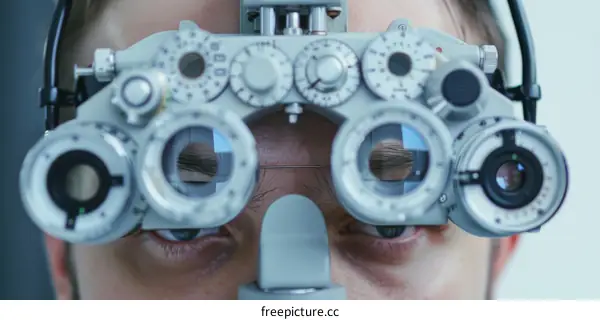 Eye examination with a phoropter machine