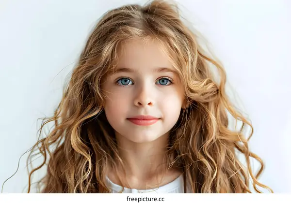 Portrait of a Young Girl with Long Blonde Hair