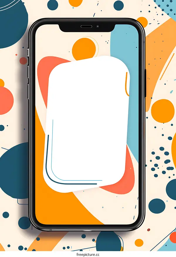 Abstract Mobile Phone Screen Mockup with Geometric Shapes and Colors