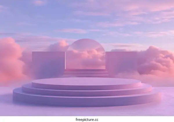 Pastel Pink Cloud Platform Display