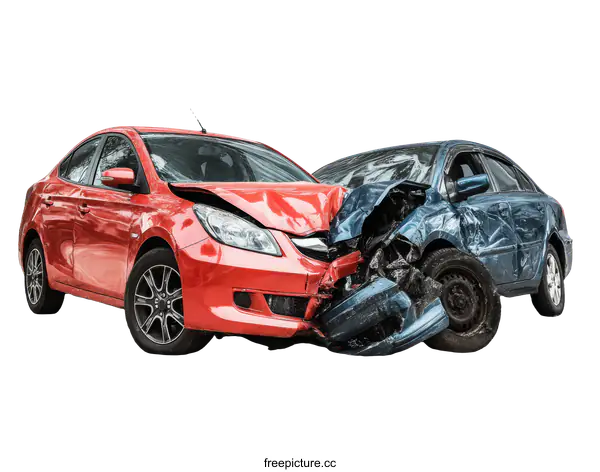 [Transparent Background PNG]Car Crash Accident with Damaged Vehicles