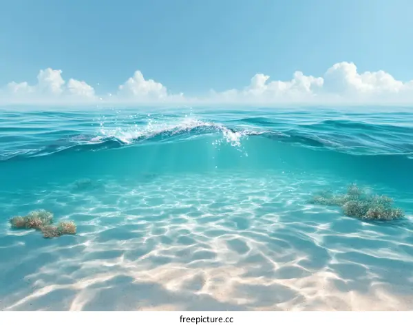 Stunning Underwater and Above Water Ocean Scene