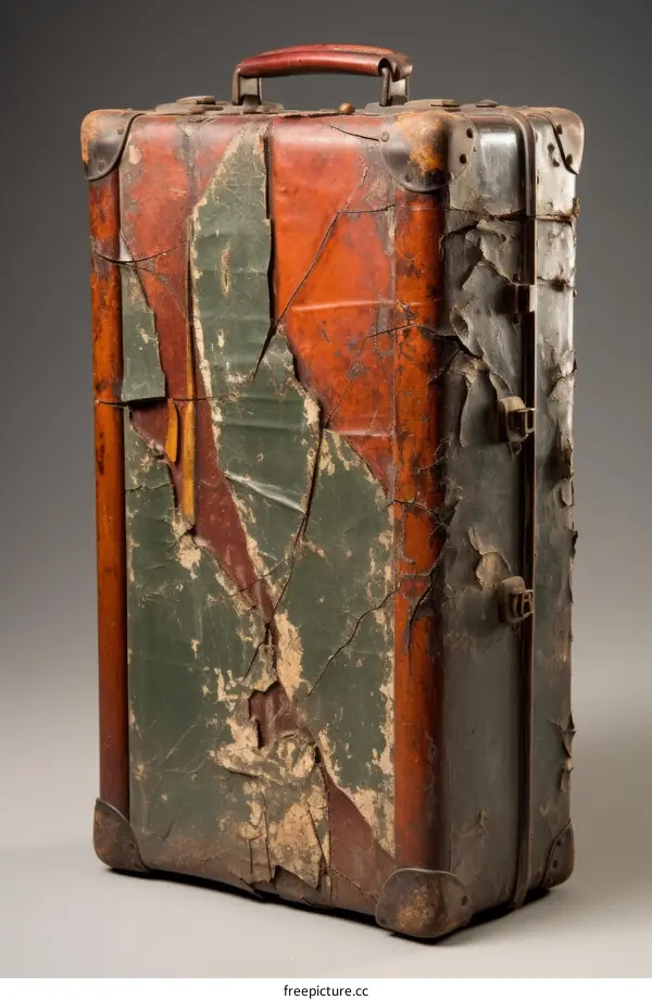 Vintage suitcase with peeling paint
