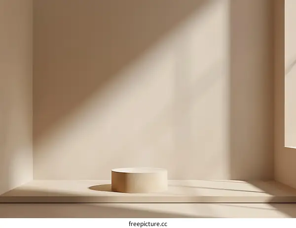 Minimalist Beige Podium With Sunlight
