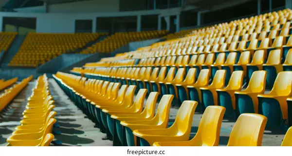 Empty Plastic Yellow Stadium Seats
