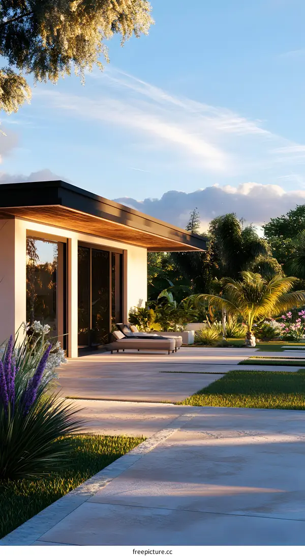 Modern House Exterior Design With Tropical Landscaping