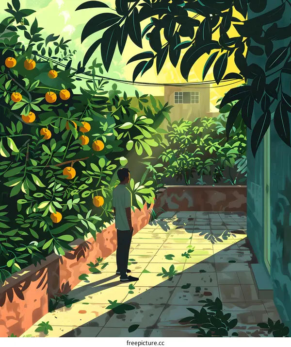 Man Standing in a Green Backyard