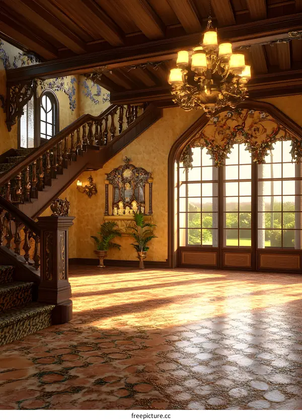 Grand Staircase in a Luxurious Mansion