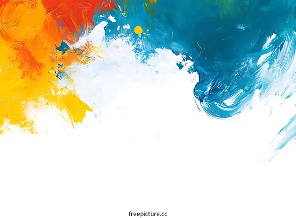 Abstract Acrylic Painting with Yellow, Blue and Red