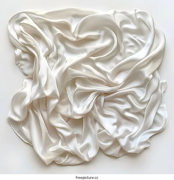 White Silk Fabric Draped on White Background