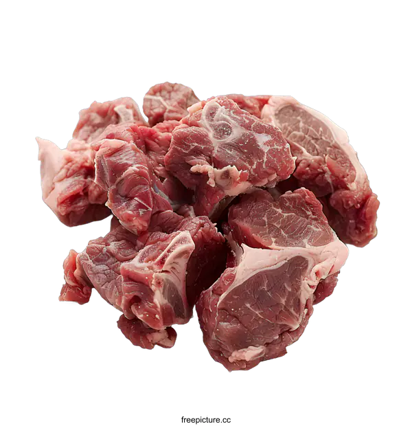 [Transparent Background PNG]Fresh raw beef meat chunks