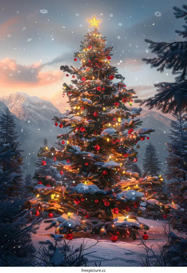 Christmas tree in the snow