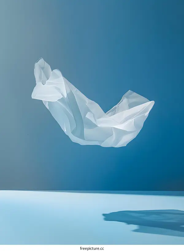 White fabric floating in the air