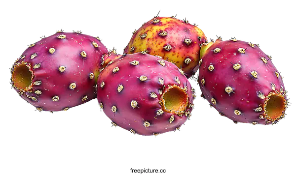 [Transparent Background PNG]Closeup of Prickly Pear Cactus Fruits