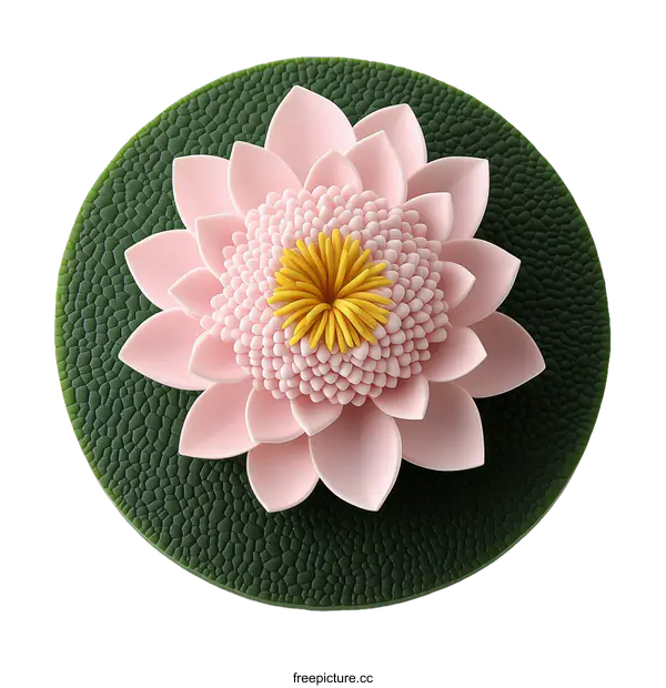 [Transparent Background PNG]Beautiful Pink Lotus Flower on a Green Leaf Pad